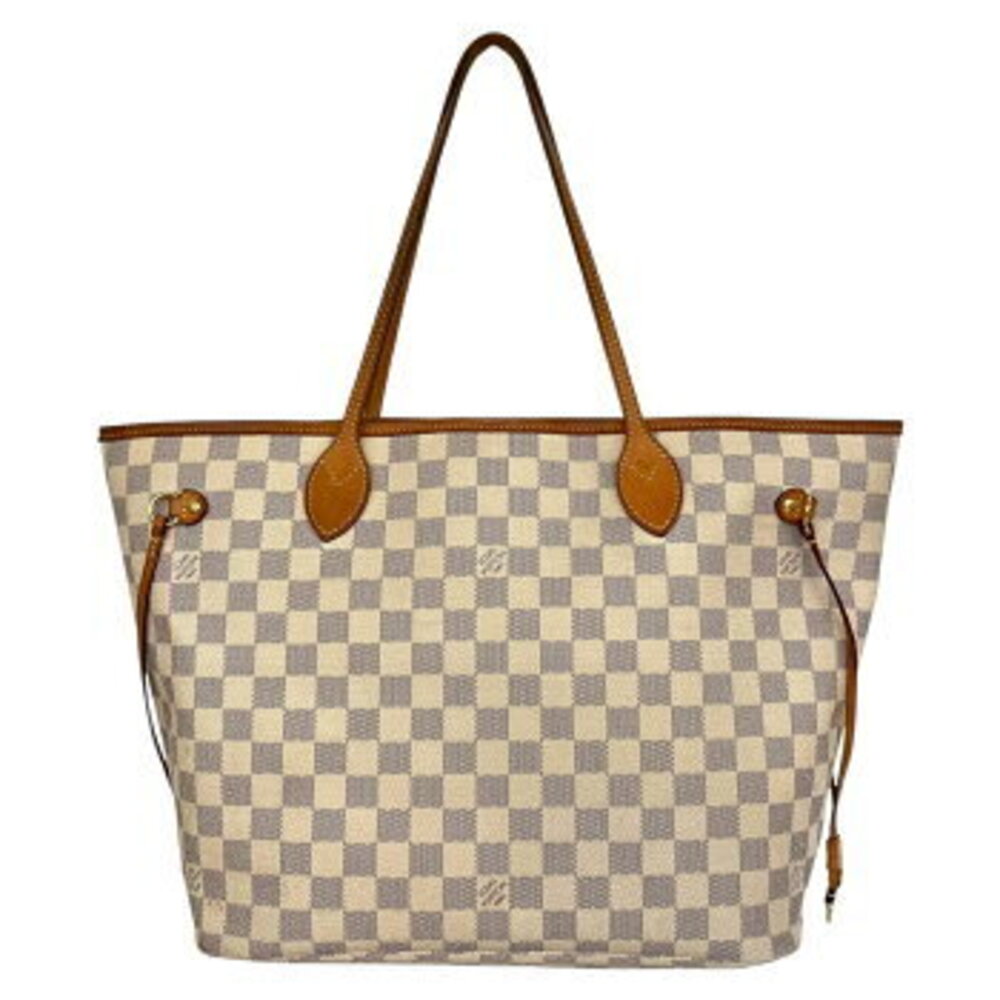 Louis Vuitton White Bag Tote Azur Damier Shoulder Neverfull - Picture 2 of 10